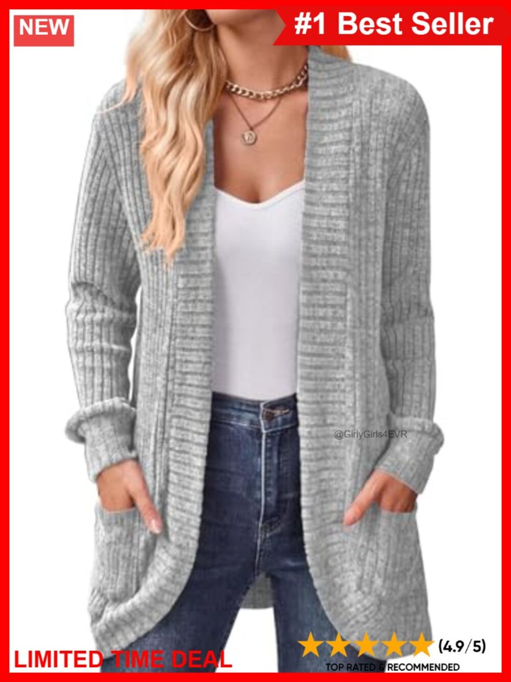 Lightweight Open Front Long Cardigan Sweater with Pockets